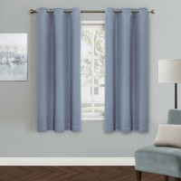 Mysky Home Dusty Blue Blackout Curtains For Living Room 63 Inch Long Grommet Room Darkening Curtain For Bedroom Thermal Insula