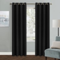 Mysky Home Black Curtains For Living Room Black Out Curtains For Bedroom 80 Inch Long Curtains Grommet Window Curtains Room Dark