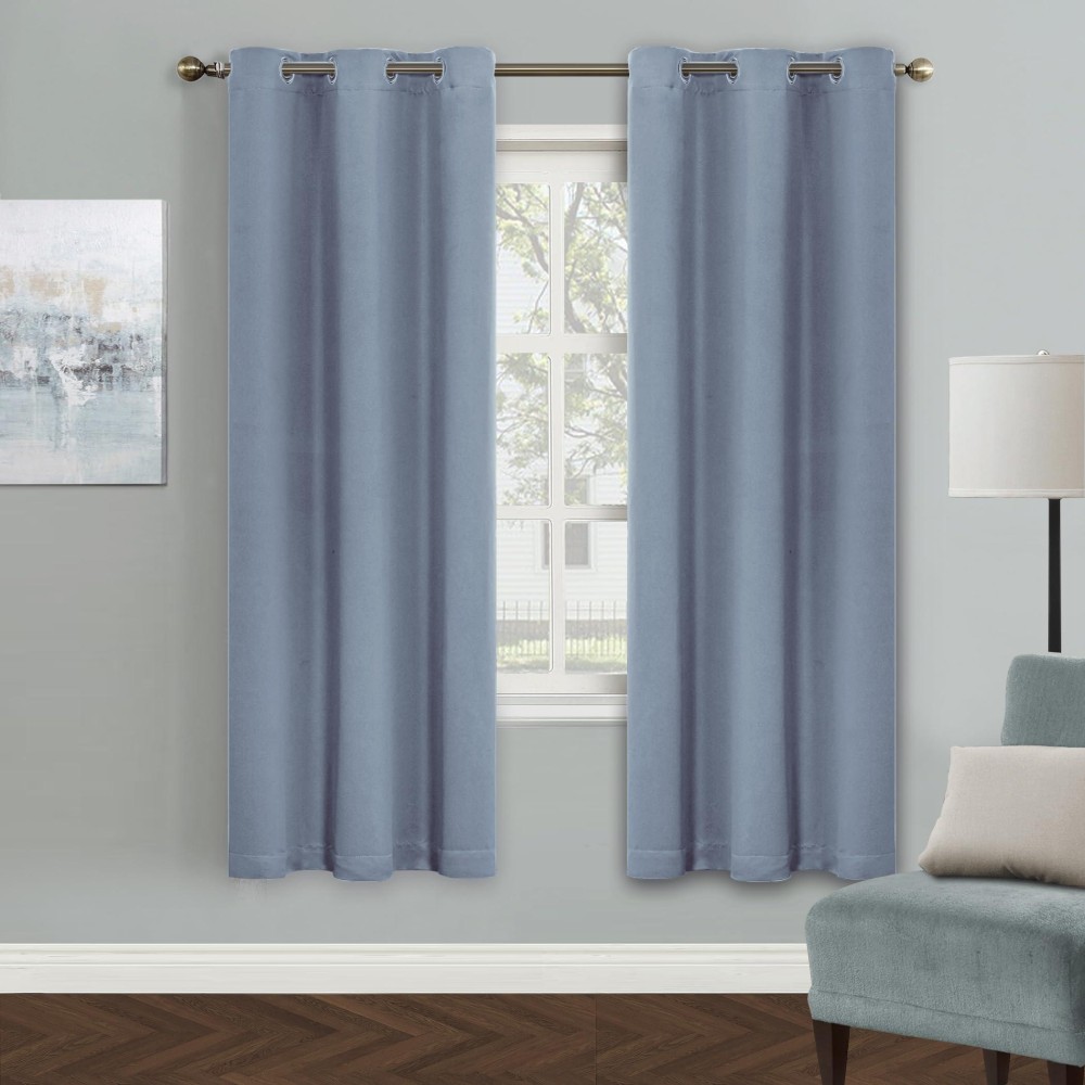 Mysky Home Door Curtains For Doorway Dusty Blue Closet Curtain For Living Room Grommet Room Darkening Curtain For Bedroom Therma