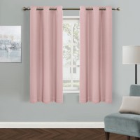 Mysky Home Pink Curtains For Living Room 63 Inch Long Grommet Room Darkening Curtain For Girls Bedroom Amazing Triple Weave Th