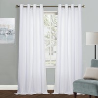 Mysky Home White Curtains For Bedroom Grommet Room Darkening 90 Inch Long Curtains For Living Room Vertical Blinds Privacy The