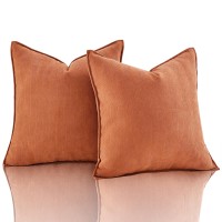 Annas Whimsy Burnt Orange Fall Pillow Covers 18X18 In Accent Neutral Pillow Covers Set Of 2 Chenille Soft Throw Pillow Covers D