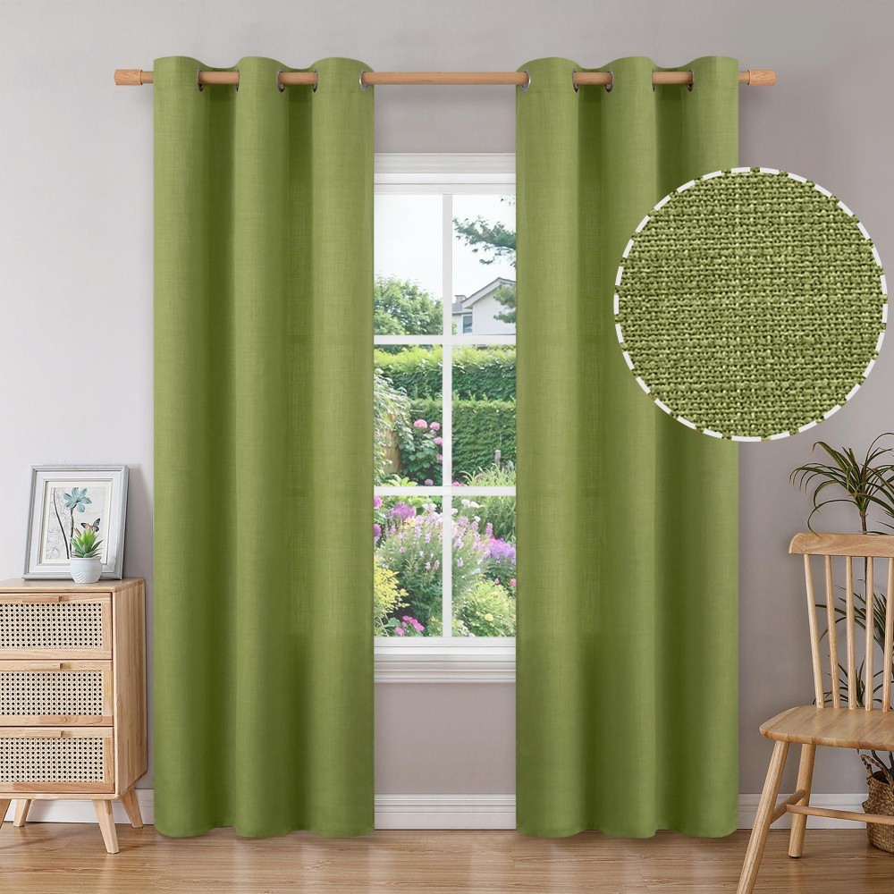 Bgment Curtains 84 Inches Long For Living Room Flax Linen Curtains Burlap Textured Thick Light Filtering Privacy Grommet Window