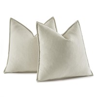 Miulee Pack Of 2 Cream Decorative Pillow Covers 26X26 Inch Soft Chenille Couch Throw Pillows Farmhouse Cushion Covers With Elega