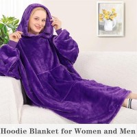 Waitu Wearable Blanket Sweatshirt Gifts For Women And Men Warm And Cozy Giant Blanket Hoodie Thick Flannel Blanket With Sleeve