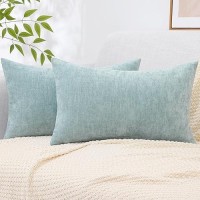 Decoruhome Christmas Couch Throw Pillow Covers 12X20 Set Of 2 Decorative Soft Chenille Solid Dyed Lumbar Pillow Covers For Sofa