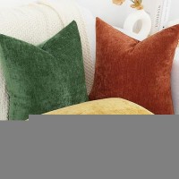 Decoruhome Christmas Couch Throw Pillow Covers 18X18 Set Of 2 Decorative Soft Chenille Solid Dyed Pillow Covers For Sofa Bed Li