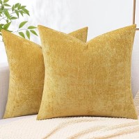 Decoruhome Couch Throw Pillow Covers 20X20 Set Of 2 Decorative Soft Chenille Solid Dyed Pillow Covers For Sofa Bed Living Room