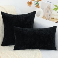 Decoruhome Couch Throw Pillow Covers 18X18 Set Of 2 Decorative Soft Chenille Solid Dyed Pillow Covers For Sofa Bed Living Room