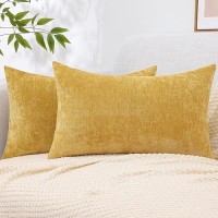 Decoruhome Couch Throw Pillow Covers 12X20 Set Of 2 Decorative Soft Chenille Solid Dyed Lumbar Pillow Covers For Sofa Bed Livin