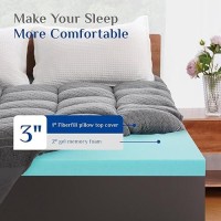 Dual Layer 3 Inch Memory Foam Mattress Topper King Size  2 Inch Cooling Gel Memory Foam Plus 1 Inch Down Alternative Pillowtop Mattress Pad Cover With 8-21 Inch Deep Pocket Grey