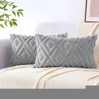 Pallene Soft Faux Fur Throw Pillow Covers 12X20 Plush Wool Decorative Lumbar Pillow Covers Couch Sofa Pillow Covers For Livi