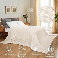 Phf 100 Cotton Waffle Weave Blanket California King Size 120X 120 Washed Soft Lightweight Breathable Oversize Huge Blanket