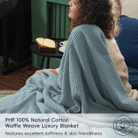 Phf 100 Cotton Waffle Weave Blanket King Size 104 X 90Lightweight Washed Soft Breathable Blanket For All Season Perfect B