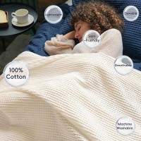 Phf 100 Cotton Waffle Weave Blanket King Size 104 X 90Lightweight Washed Soft Breathable Blanket For All Season Perfect B