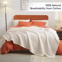 Phf 100 Cotton Waffle Weave Blanket King Size 104 X 90Lightweight Washed Soft Breathable Blanket For All Season Perfect B