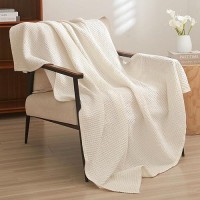 Phf 100 Cotton Waffle Weave Throw Blanket 50 X 60Lightweight Washed Soft Breathable Blanket For Adults And Kidsperfect Bl