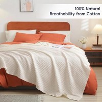 Phf 100 Cotton Waffle Weave Throw Blanket 50 X 60Lightweight Washed Soft Breathable Blanket For Adults And Kidsperfect Bl