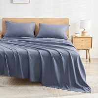 Andency Dark Blue Grey Sheets California King Set 4 Pieces Soft Sheets For Cal King Size Bed Microfiber Sheet Set Deep Pocket