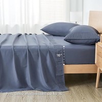 Andency Dark Blue Grey Sheets California King Set 4 Pieces Soft Sheets For Cal King Size Bed Microfiber Sheet Set Deep Pocket