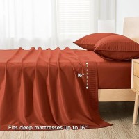 Andency Orange Sheets California King Set 4 Pieces Soft Sheets For Cal King Size Bed Microfiber Sheet Set Deep Pocket Up To 1