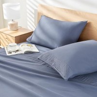 Andency Dark Blue Grey Sheets Full Set 4 Pieces Super Soft Sheets For Full Size Bed Microfiber Full Sheet Set Deep Pocket Up