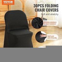 Vevor 30Pcs Black Folding Chair Covers Universal Fitted Chair Cover Removable Washable Protective Slipcovers For Wedding Hol