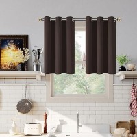 Youngstex Short Brown Curtains 36 Inches Length For Kitchen Window Thermal Insulated With Grommet Room Darkening Blackout Drap