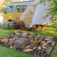 Genimo Outdoor Rug Waterproof For Patios Clearance 5 X 8 Reversible Plastic Straw Floral Camping Carpet Large Area Rugs Mats