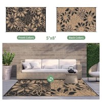 Genimo Outdoor Rug Waterproof For Patios Clearance 5 X 8 Reversible Plastic Straw Floral Camping Carpet Large Area Rugs Mats