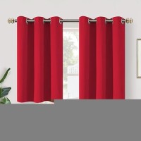 Youngstex Red Blackout Curtains 36 Inches Length For Short Window Thermal Insulated With Grommet Room Darkening Drapes For Kit