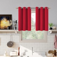 Youngstex Red Blackout Curtains 36 Inches Length For Short Window Thermal Insulated With Grommet Room Darkening Drapes For Kit