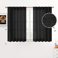 Youngstex Short Linen Curtains 36 Inch Long For Kitchen Black Gothic Halloween Window Drapes Back Tab Rod Pocket Light Filtering