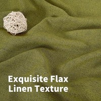 Youngstex Grass Green Linen Curtains 45 Inches Length Short Textured Window Drapes Light Filtering With Bronze Grommet For Kitch