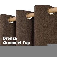 Youngstex Brown Linen Curtains 95 Inches Long 2 Panels For Living Room Textured Lightweight Drapes With Bronze Grommet Light Fil