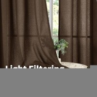 Youngstex Brown Linen Curtains 95 Inches Long 2 Panels For Living Room Textured Lightweight Drapes With Bronze Grommet Light Fil