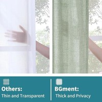 Bgment Short Linen Curtains 40 Inch Length For Window Rod Pocket Sage Textured Drapes Light Filtering Privacy For Kitchen Bedro