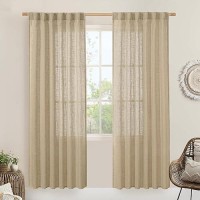 Lamit Linen Blended Curtains For Bedroom Faux Linen Textured Light Filtering Drapes Back Tab And Rod Pocket Boho Burlap Panels