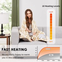 Homemate Heated Blanket Electric Queen Size 84X90 Heating Blanket With 10 Fast Heat Levels 8 Hours Auto Off Ultra Soft Cozy Fl