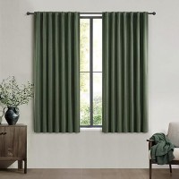 Qjmydeco Living Room Green Black Out Curtains 63 Inch Long 2 Panels Set Thermal Insulated Heat Blocking Curtain For 6264 Inch