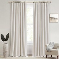 Qjmydeco 132 Inch Curtains Extra Long Living Room For Large Window 11 Ft Length 2 Panels  Blackout Room Darkening Linen Back Tab Pleated Traverse Curtain For Track Ceiling Mount With Hooks Rings