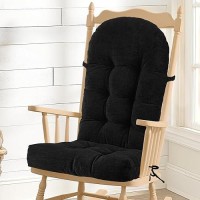 Rofiejox Rocking Chair Cushion Chenille Fabric Highdensity Sponge Durable Comfort Nonslip Bottom Tufted Seat Pads With Tie