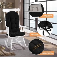 Rofiejox Rocking Chair Cushion Chenille Fabric Highdensity Sponge Durable Comfort Nonslip Bottom Tufted Seat Pads With Tie