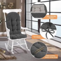 Rofiejox Rocking Chair Cushion Chenille Fabric Highdensity Sponge Durable Comfort Nonslip Bottom Tufted Seat Pads With Tie