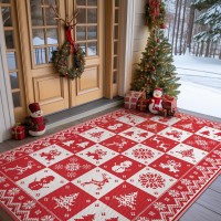 Genimo Christmas Outdoor Rug For Patio Clearance 5X8 Waterproof Mat Reversible Plastic Straw Camping Rugs For Christmas Part