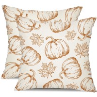 Dfxsz Fall Pillow Covers 18X18 Inch Set Of 2 Fall Decoration Orange Lines Pumpkin Decor Autumn Outdoor Pillow Cover Thanksgiving