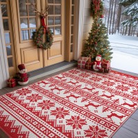 Genimo Christmas Outdoor Rug For Patio Clearance 5X8 Waterproof Mat Reversible Plastic Straw Camping Rugs For Christmas Part