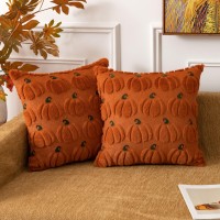 Ugasa Fall Pumpkins Pillow Covers 20X20 Inch Set Of 2 Soft Plush Faux Fur Cute Autumn Harvest Decorative Throw Pillows Country S