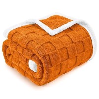 Bedelite Super Soft Fall Throw Blanket For Couch And Bed  Lightweight Cozy Fluffy Decorative 3D Checkered Blanket  Warm And Fuzzy Fleece Blanket For Camping  Travel  (Orange  60