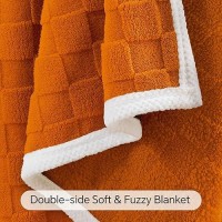 Bedelite Super Soft Fall Throw Blanket For Couch And Bed  Lightweight Cozy Fluffy Decorative 3D Checkered Blanket  Warm And Fuzzy Fleece Blanket For Camping  Travel  (Orange  60